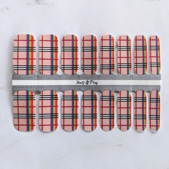 5 for $15 Nail Wraps- Rainbow Plaid - Picture 2 of 5
